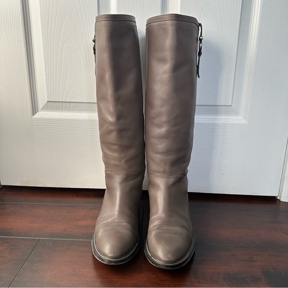 Size 9 Salvatore Ferragamo Women’s Fersea Gancini Grey Leather Riding Boots - Picture 10 of 16